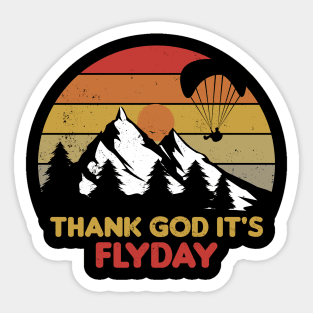 Thank God It's Flyday, retro paraglider, paragliding design Sticker